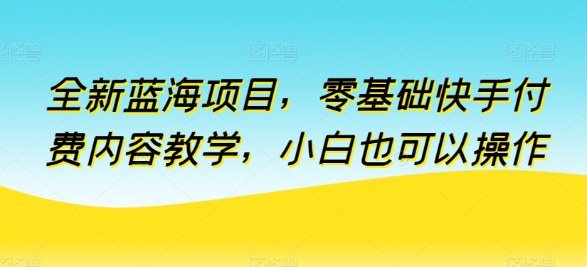 全新蓝海项目，零基础快手付费内容教学，小白也可以操作【揭秘】-第一资源库