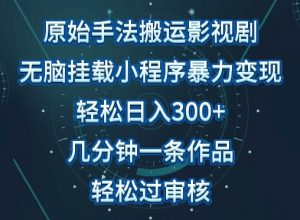 原始手法影视搬运,无脑搬运影视剧,单日收入300+,操作简单,几分钟生成一条视频,轻松过审核【揭秘】-第一资源库