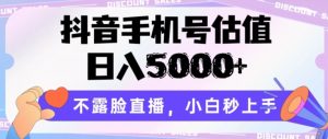 抖音手机号估值，日入5000+，不露脸直播，小白秒上手【揭秘】-第一资源库