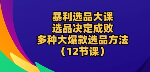 暴利选品大课:选品决定成败,教你多种大爆款选品方法(12节课)-第一资源库