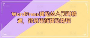 WordPress建站从入门到精通,跨境电商建站教程-第一资源库