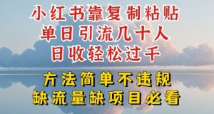 小红书靠复制粘贴单日引流几十人目收轻松过千，方法简单不违规【揭秘】-第一资源库