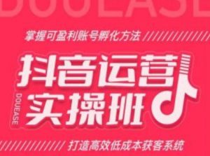 抖音运营实操班,掌握可盈利账号孵化方法,打造高效低成本获客系统-第一资源库
