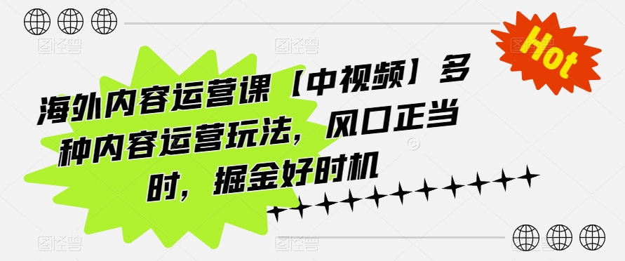 海外内容运营课【中视频】多种内容运营玩法,风口正当时,掘金好时机-第一资源库