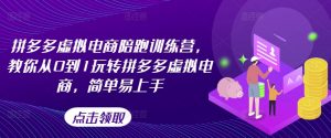 拼多多虚拟电商陪跑训练营，教你从0到1玩转拼多多虚拟电商，简单易上手-第一资源库