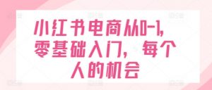 小红书电商从0-1，零基础入门，每个人的机会-第一资源库