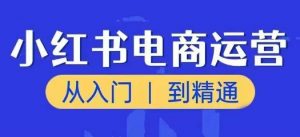 小红书电商运营课,从入门到精通,带你抓住又一个赚钱风口-第一资源库