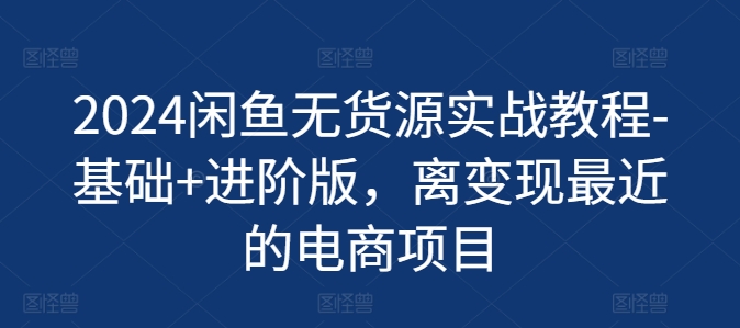 2024闲鱼无货源实战教程-基础+进阶版,离变现最近的电商项目-第一资源库