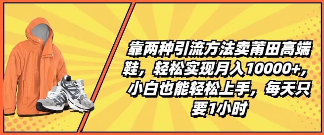 靠两种引流方法卖莆田高端鞋,轻松实现月入1W+,小白也能轻松上手,每天只要1小时【揭秘】-第一资源库