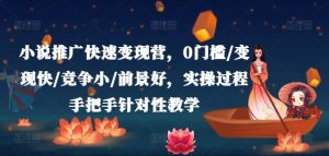 小说推广快速变现营，0门槛/变现快/竞争小/前景好，实操过程手把手针对性教学-第一资源库