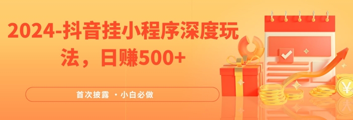 2024全网首次披露，抖音挂小程序深度玩法，日赚500+，简单、稳定，带渠道收入，小白必做【揭秘】-第一资源库