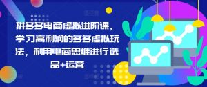 拼多多电商虚拟进阶课，学习高利润的多多虚拟玩法，利用电商思维进行选品+运营-第一资源库