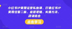 小红书IP变现运营私教课,打通红书IP变现任督二脉,底层逻辑、实操方法、战训结合-第一资源库