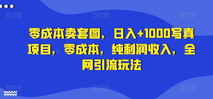 零成本卖套图,日入+1000写真项目,零成本,纯利润收入,全网引流玩法-第一资源库