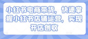 小红书电商带货,快速掌握小红书店铺运营,实现开店创收-第一资源库