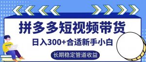 拼多多短视频带货日入300+有长期稳定被动收益,合适新手小白【揭秘】-第一资源库
