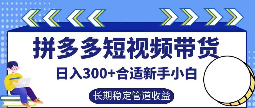 拼多多短视频带货日入300+有长期稳定被动收益,合适新手小白【揭秘】-第一资源库