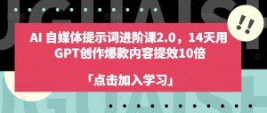 AI自媒体提示词进阶课2.0，14天用 GPT创作爆款内容提效10倍-第一资源库