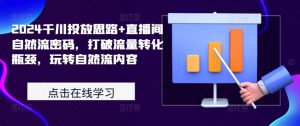 2024千川投放思路+直播间自然流密码,打破流量转化瓶颈,玩转自然流内容-第一资源库