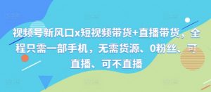 视频号新风口x短视频带货+直播带货,全程只需一部手机,无需货源、0粉丝、可直播、可不直播-第一资源库
