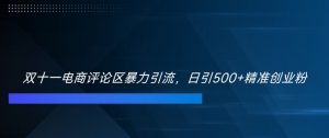 双十一电商评论区暴力引流，日引500+精准创业粉【揭秘】-第一资源库