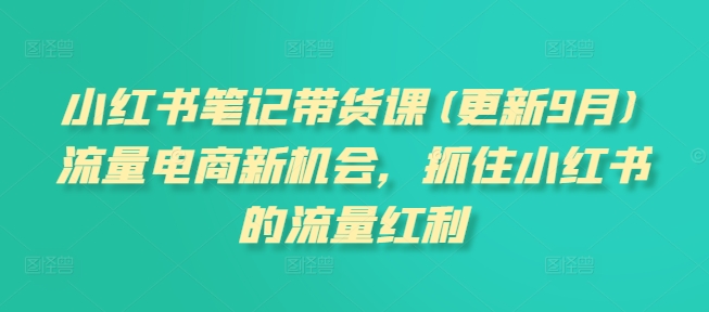 小红书笔记带货课(更新10月)流量电商新机会,抓住小红书的流量红利-第一资源库