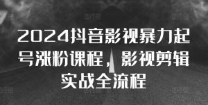 2024抖音影视暴力起号涨粉课程,影视剪辑搬运实战全流程-第一资源库