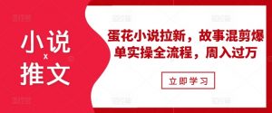 小说推文之蛋花小说拉新,故事混剪爆单实操全流程,周入过万-第一资源库