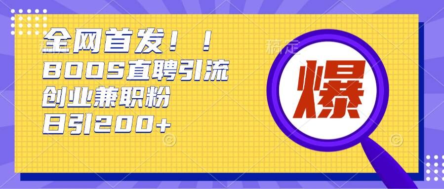 通过Boss直聘,每天轻松钓到200+多条创业大鱼的秘籍【揭秘】-第一资源库