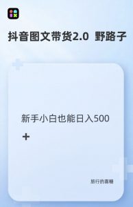 抖音图文带货野路子2.0玩法,暴力起号,单日收益多张,小白也可轻松上手【揭秘】-第一资源库