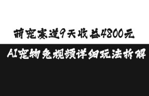 萌宠赛道9天收益4800元，AI宠物免视频详细玩法拆解-第一资源库