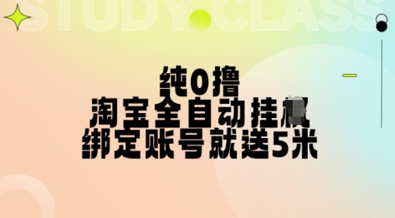纯0撸，淘宝全自动挂JI，授权登录就得5米，多号多赚【揭秘】-第一资源库