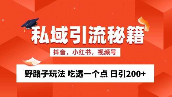 私域流量的精准化获客方法 野路子玩法 吃透一个点 日引200+ 【揭秘】-第一资源库