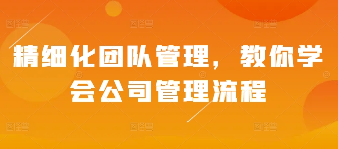 精细化团队管理，教你学会公司管理流程-第一资源库