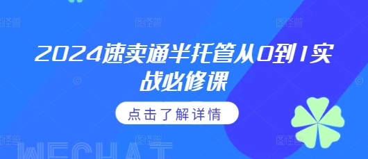 2024速卖通半托管从0到1实战必修课,掌握通投广告打法、熟悉速卖通半托管的政策细节-第一资源库