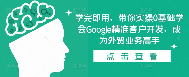 学完即用,带你实操0基础学会Google精准客户开发,成为外贸业务高手-第一资源库