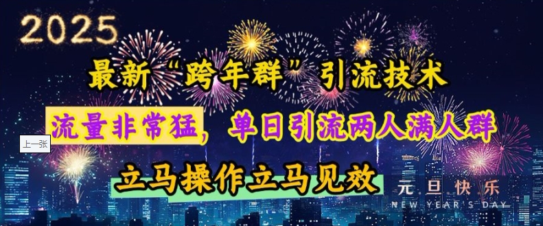 最新“跨年群”引流,流量非常猛,单日引流两人满人群,立马操作立马见效【揭秘】-第一资源库