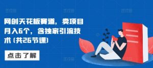 网创天花板赛道,卖项目月入6个,含独家引流技术(共26节课)-第一资源库