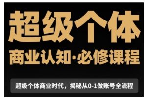 超级个体商业认知觉醒视频课,商业认知·必修课程揭秘从0-1账号全流程-第一资源库
