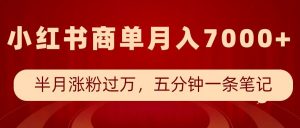 小红书商单最新玩法,半个月涨粉过万,五分钟一条笔记,月入7000+-第一资源库
