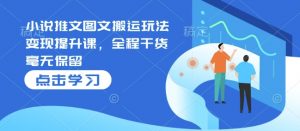小说推文图文搬运玩法变现提升课,全程干货毫无保留-第一资源库