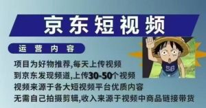 京东短视频带货课，无需自己拍摄剪辑，保姆式教学，两天快速上手-第一资源库