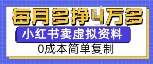 小红书虚拟资料项目，0成本简单复制，每个月多挣1W【揭秘】-第一资源库