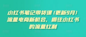 小红书笔记带货课(更新25年2月)流量电商新机会,抓住小红书的流量红利-第一资源库