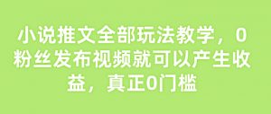 小说推文全部玩法教学,0粉丝发布视频就可以产生收益,真正0门槛-第一资源库