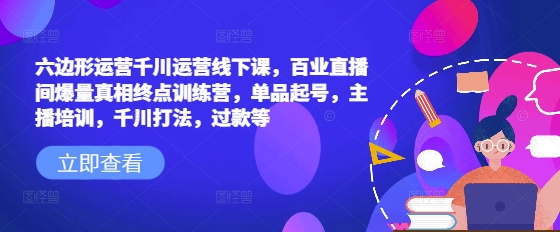 六边形运营千川运营线下课，百业直播间爆量真相终点训练营，单品起号，主播培训，千川打法，过款等-第一资源库