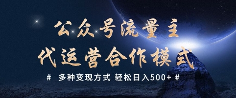 公众号流量主代运营 多种变现方式 轻松日入5张【揭秘】-第一资源库