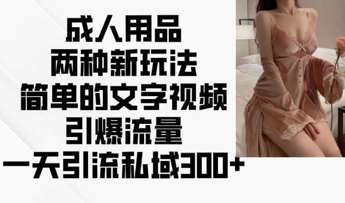 成人用品两种新玩法,简单的文字视频引爆流量,一天引流私域300+-第一资源库