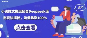 小说推文搬运配合Deepseek设定玩法揭秘,流量暴涨100%-第一资源库
