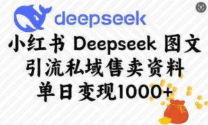 小红书Deepseek图文引流私域售卖资料,单日变现多张-第一资源库